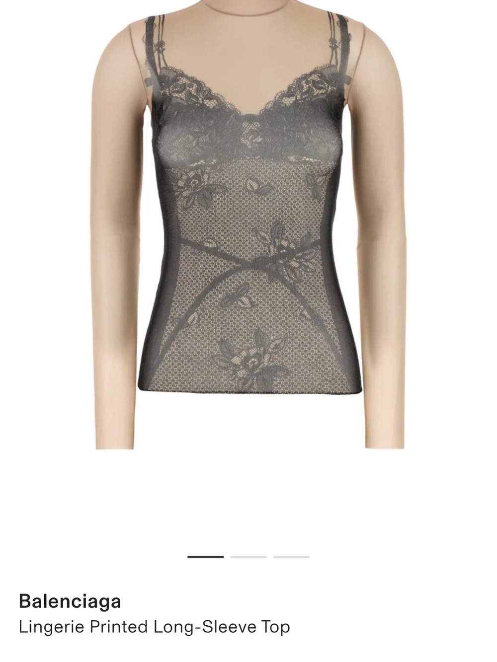 Balenciaga Sheer Lingerie-Style Long Sleeve Top - Soft Nude